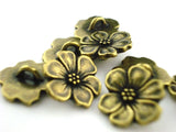 Apple Blossom Buttons, Tierracast Antique Brass 16mm Qty 4 to 20, Metal Flower Button, Jewelry Findings, Bracelet Flower Clasp Buttons