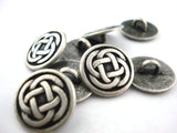 CELTIC KNOT Metal Buttons, Antique Silver, Round Shank Back Button, 5/8" Qty 4 to 8, 15mm Great Clothing Button or Leather Wrap Clasps