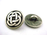 CELTIC KNOT Metal Buttons, Antique Silver, Round Shank Back Button, 5/8" Qty 4 to 8, 15mm Great Clothing Button or Leather Wrap Clasps