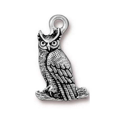 OWL Charms, TierraCast Frightful Delightful, Qty 4, Antique Silver, Great Halloween Charm Bracelets