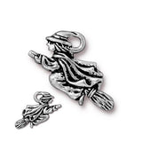 WITCH Charms TierraCast Frightful Delightful Qty 4 Antique Silver, Gothic Halloween Pendant for DIY Jewelry