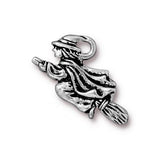 WITCH Charms TierraCast Frightful Delightful Qty 4 Antique Silver, Gothic Halloween Pendant for DIY Jewelry