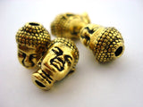 Buddha Head Beads, TierraCast Antique Gold 14mm Big Hole Beads Qty 4