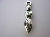 Spiral Goddess Charms, Tierracast Drop Pendants, Antique Silver 20mm Qty 4