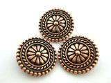 Metal BALI Buttons, Large Tierracast 18mm, Antique Copper Qty 4 to 24, Shank Back Button for Leather Wraps, Bracelet Clasps, or Clothing