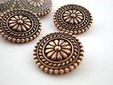 Metal BALI Buttons, Large Tierracast 18mm, Antique Copper Qty 4 to 24, Shank Back Button for Leather Wraps, Bracelet Clasps, or Clothing