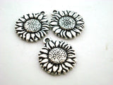 Sunflower Drops Antique Silver Tierracast 17mm Qty 4 Flower Charm Pendants