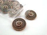 Metal BALI Buttons, Large Tierracast 18mm, Antique Copper Qty 4 to 24, Shank Back Button for Leather Wraps, Bracelet Clasps, or Clothing