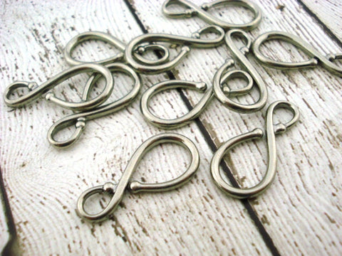 Large Classic Hook Clasp, Tierracast Leather Clasp Qty 2 Antique Pewter 32mm, Great for Wrap Clasps