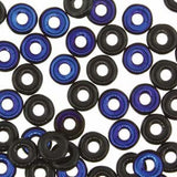 JET OZURO O Beads / Czech Glass Beads 5 Grams OBeads /Ring Beads 2 X 4mm Jet Black and Metallic Blue