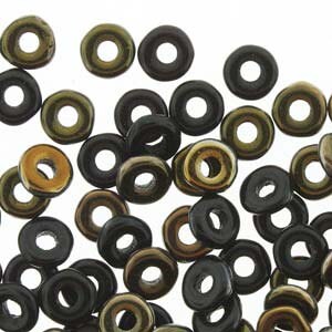 Jet Valentinite Czech Obeads /5 Grams O beads /Czech Donut Beads /Black Metallic Sequin Beads /Round Spacer Beads 4mm