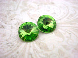 PERIDOT Swarovski Rivoli Crystal Elements Glass Stones 12mm Qty 2 Foiled Undrilled Light Green