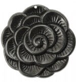 BLOOMING FLOWER Vintaj Arte Metal Pendant Gunmetal Black 38mm Rose Flower Bloom Great Earring or Pendant Size