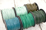 GREEN LEATHER CORD, Turquoise Splash Oasis Mehandi, or Esmeralda 2mm 12 Feet Round Leather Cording Great for Wrap Bracelets Genuine Leather