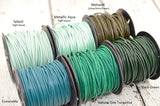 GREEN LEATHER CORD, Turquoise Splash Oasis Mehandi, or Esmeralda 2mm 12 Feet Round Leather Cording Great for Wrap Bracelets Genuine Leather