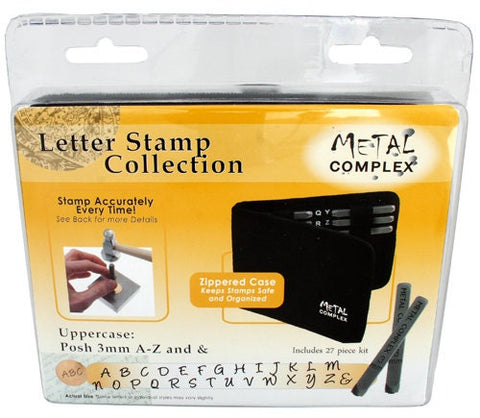 POSH Alphabet Uppercase Stamping Kit, Letter Metal Stamp Sets 3mm Font AKA Bridgette