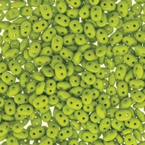 OPAQUE GREEN SuperDuo Czech Glass Matubo Seed Beads 2/5mm / 10 Grams / Two Hole 2x5mm / Opaque Olive