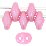 Pearl Coat FLAMINGO PINK SuperDuo Czech Glass Seed Beads, 10 Grams, Two Hole 2.5 x 5mm, Pink Superduos