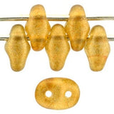 HALO SANDALWOOD SuperDuos 2/5mm Czech Glass Matubo Seed Beads / 10 Grams / Two Hole 2x5mm / TOPAZ Yellow Superduo