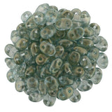 HALO HEAVENS SuperDuo Czech Glass Matubo Seed Beads 2/5mm / 10 Grams / Two Hole 2x5mm / Green with Gold Halo Finish