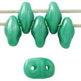 Opaque Turquoise Luster Superduos 2/5mm / 10 Grams SuperDuo Czech Glass Oval Matubo Seed Beads / Two Hole 2x5mm / Aqua Super Duos