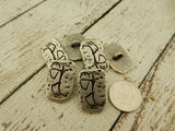 Petroglyph Archer Buttons 7/8" Antique Silver Metal Button Qty 4 Buttons 23mm, Rectangle Antique Rustic Style Buttons