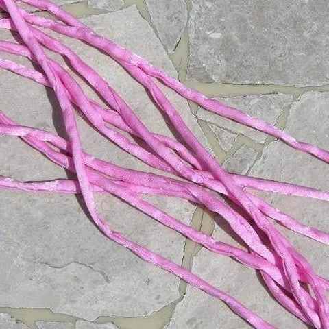 Bubblegum Pink Silk Cords, 3 yards, 3-4 mm Thick, Flower Bouquet Trim, Bridal Supplies, Embroidery Cords, Hand Dyed in Soft Pastel Pink