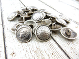 Hammered Round Button 3/4" Antique Silver, Domed Hammertone Metal Shank Button