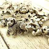 Puppy Antique Silver Metal Buttons, 1" Button, Dog Metal Button, Qty 4, Shank Button, Great for Leather Wrap Clasps or Clothing