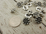 CZECH ROSETTE Buttons Qty 4 TierraCast Pewter, Flower Buttons, Antique Copper 12 mm Great Leather Wrap Clasps or Clothing