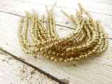 HALO LINEN Faceted Round Beads /Firepolished /3mm Czech Glass Beads /Strand 50 Beads /Fire Polish Facet Beads /Gold Finish