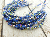 Faceted Round SAPPHIRE VITRAIL Czech Glass Round Beads 3mm Qty 50 Firepolished Small Blue Czech Beads