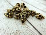 TierraCast, ROSE SKULL BAIL, 16mm Antique Brass, Big Hole, Bail Beads, Qty 4, Bronze, Viva Mexicana, Day of the Dead Skull