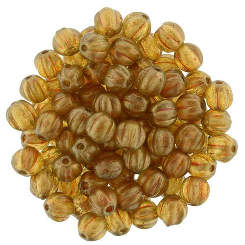 HALO SANDALWOOD Melon Beads Czech Carved Melon Beads 5mm Strand 50 Beads