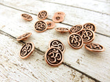 OM Button TierraCast Antique Copper 16mm Round Metal Button, Meditation Buttons, Leather Wrap or Focal Clasp, Jewelry Making Findings