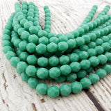 GREEN TURQUOISE 6mm Faceted Round Glass Beads, 6mm, Qty 25 to 50 Fire Polished Beads, Firepolish Blue Green Czech Glass