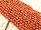 HALO CARDINAL Melon Beads, Czech Glass Carved Pumpkin Beads, RED Round Melons 8mm Strand 25 Beads