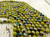 OPAQUE OLIVE VITRAIL 6mm Faceted Round Glass Beads, Czech Glass, Qty 25 or 50, Fire Polished Facet Round Beads