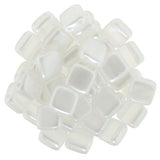 PEARL LIGHTS SNOW White Czech Tile Beads Qty 25 / Beadweaving Bead/ Leather Wrap Bracelet Supplies