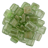 HALO VERONA Green Czech 6mm Tile Beads / Czechmates 2 hole / 6 mm Two Hole Tiles /Qty 25 Gorgeous Green w Gold Shimmer Color Squares