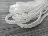 PEARL LIGHTS SNOW White Czech Tile Beads Qty 25 / Beadweaving Bead/ Leather Wrap Bracelet Supplies