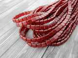 Pearl Lights Claret Tile Beads /Wine Red Squares CzechMates 2 hole /6mm /Czech Glass Two Hole Tiles /Qty 25 Great Leather Wrap Beads