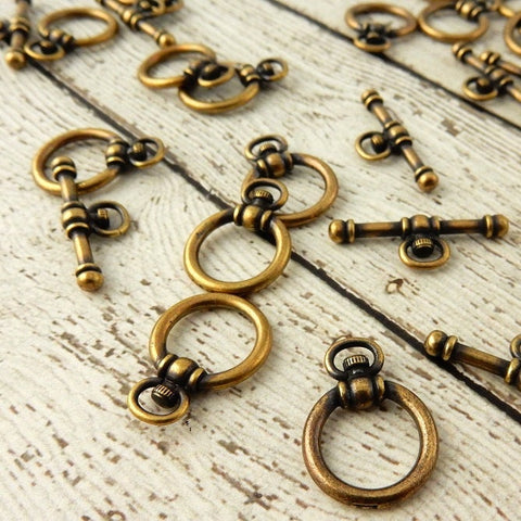 WATCH TOGGLE Clasp Sets, Qty 2 Antique Brass, TierraCast Watch, Vintage Style Toggle Clasps for Jewelry