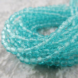 Faceted Round LIGHT TEAL Czech Glass Round Beads 3mm Qty 50 Firepolished Small, Gorgeous Sea Green - LakiKaiSupply