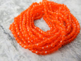 HYACINTH Faceted Round 3mm Czech Glass Beads /Qty 50 Firepolished Small /Gorgeous Bright Orange Beads /Great Accent Bead