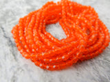 HYACINTH Faceted Round 3mm Czech Glass Beads /Qty 50 Firepolished Small /Gorgeous Bright Orange Beads /Great Accent Bead