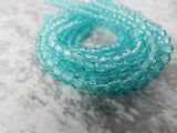 Faceted Round LIGHT TEAL Czech Glass Round Beads 3mm Qty 50 Firepolished Small, Gorgeous Sea Green - LakiKaiSupply