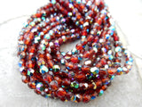 RUBY VITRAIL 3mm Faceted Round Czech Glass Beads Qty 50 / Firepolished Small /Gorgeous RUBY with Vitrail Finish Beads