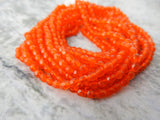 HYACINTH Faceted Round 3mm Czech Glass Beads /Qty 50 Firepolished Small /Gorgeous Bright Orange Beads /Great Accent Bead