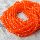 HYACINTH Faceted Round 3mm Czech Glass Beads /Qty 50 Firepolished Small /Gorgeous Bright Orange Beads /Great Accent Bead